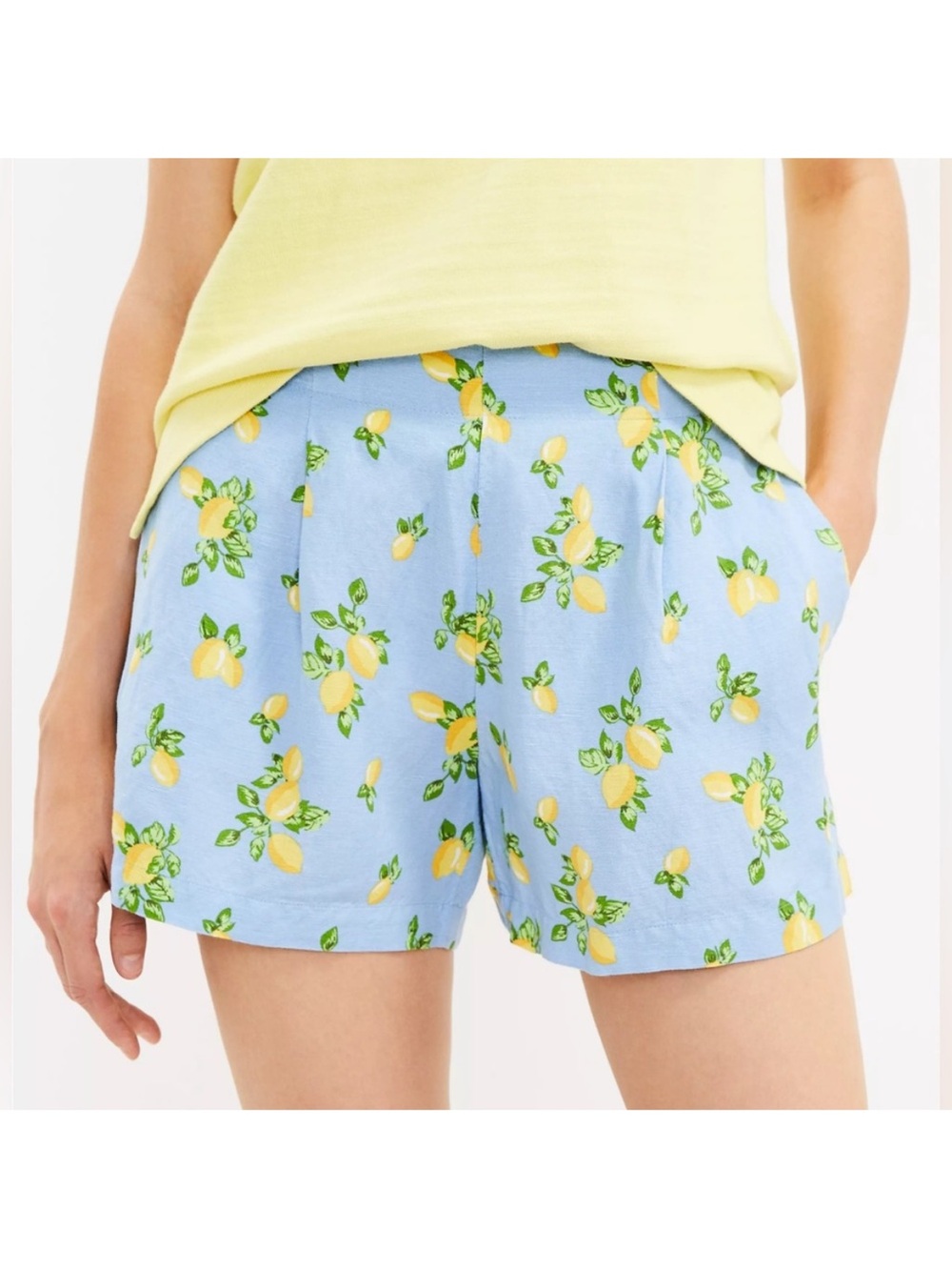 LOFT Lemon Print Blue Women's Casual Shorts Small
